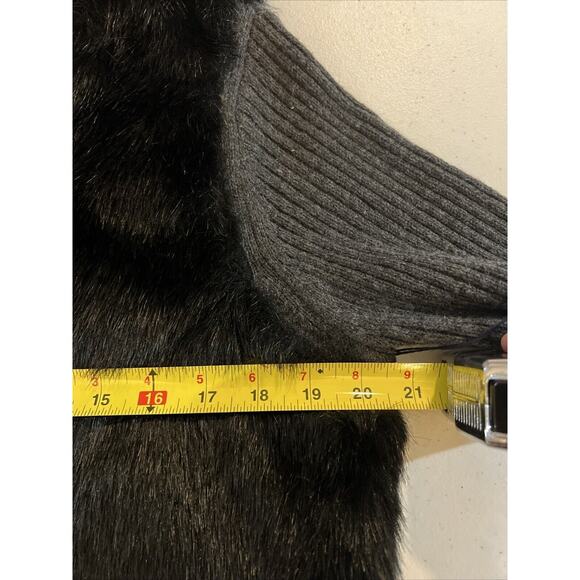 SIMPLY VERA WANG XL Fur Front Wool Blend Sweater Cardigan Charcoal Gray $78 NWT - Picture 12 of 13